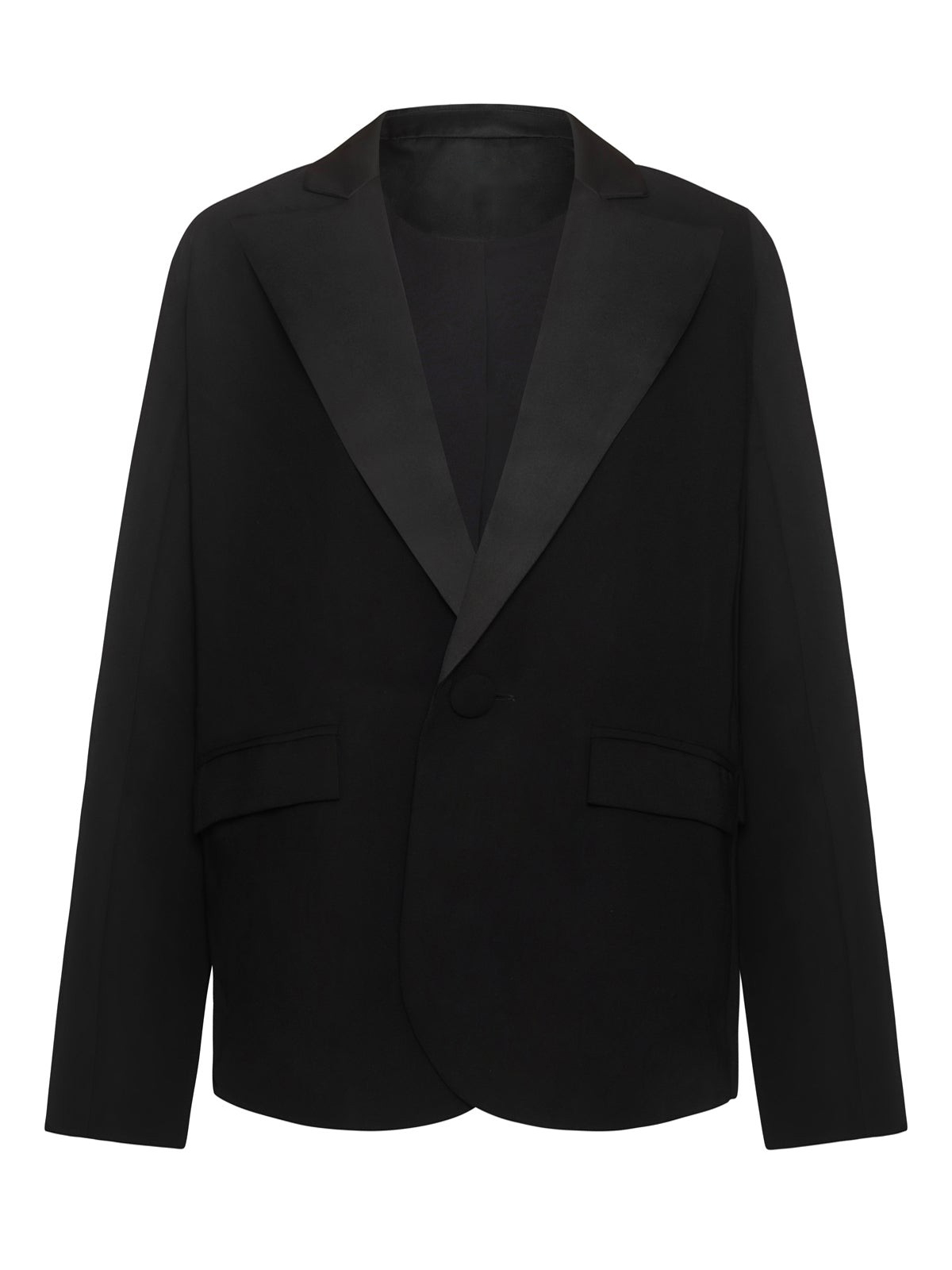 Fashion Solid Color Satin Patchwork Loose Suit Jacket