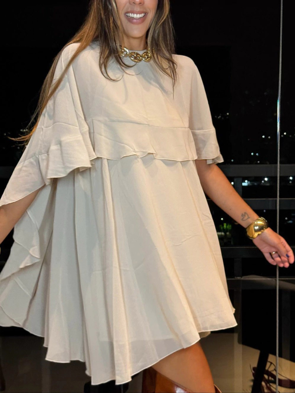 Elegant Cape Style Two-Piece Mini Dress