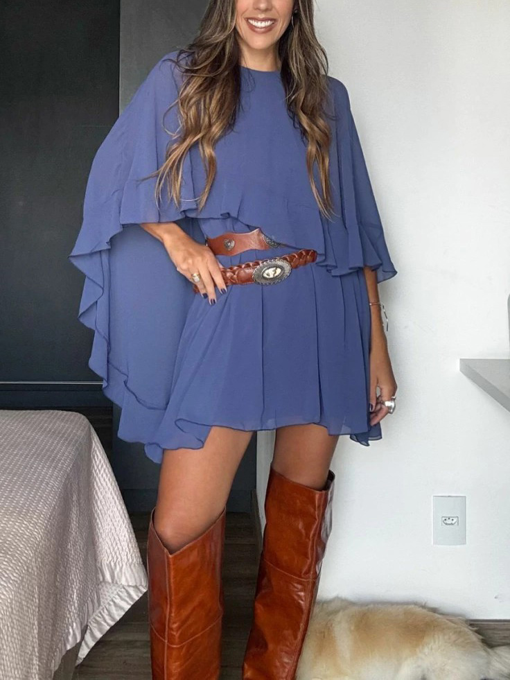 Elegant Cape Style Two-Piece Mini Dress