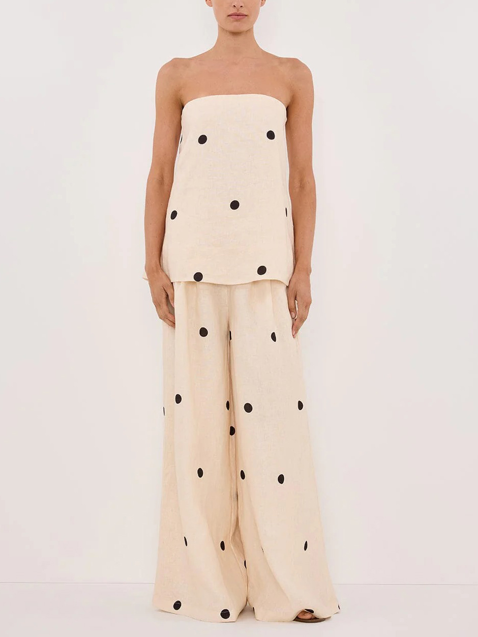 Casual Classic Polka Dot Print Loose Wide-leg Pants
