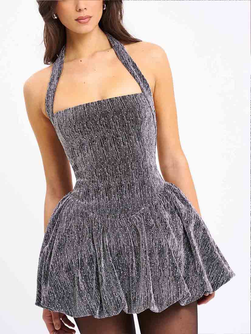 Elegant Holders Corner Tie Waist Mini Dress