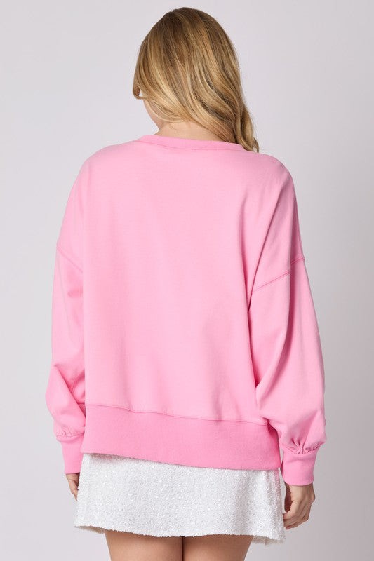 Christmas Bow Sequined Long Sleeve Sweatshirt