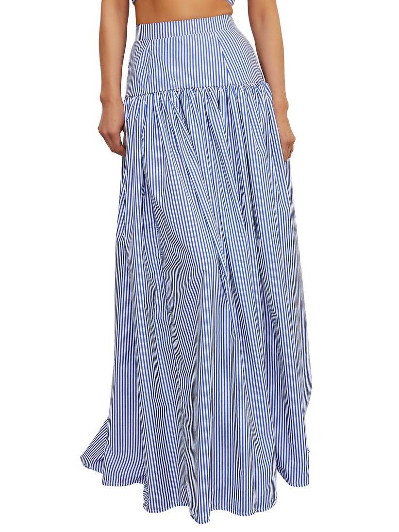 Striped Stand Collar Shirt And Skirt Suit-Skirt