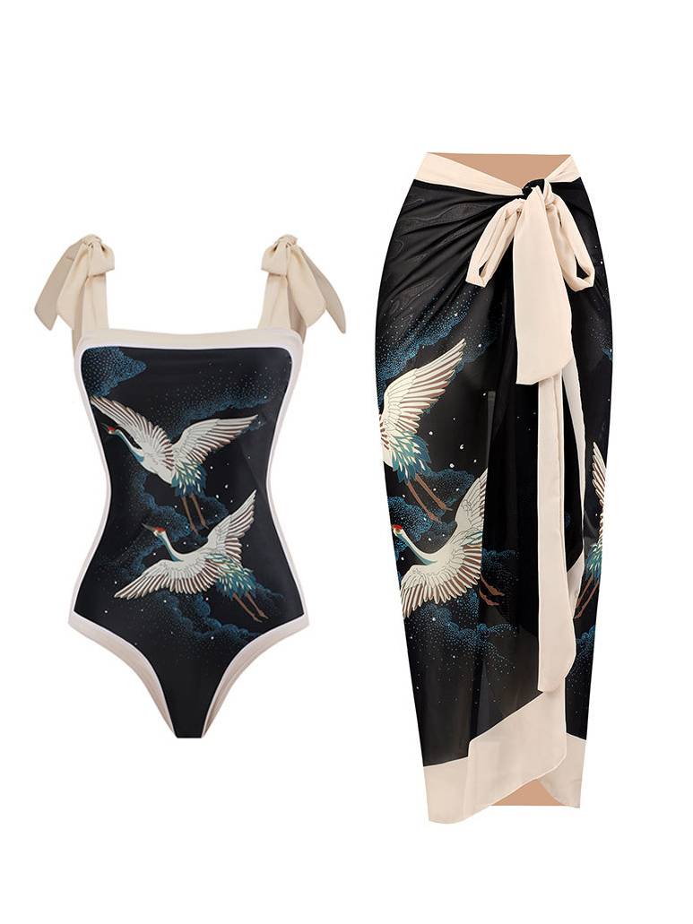 One Piece Swimsuit Chiffon Skirt Two-piece set