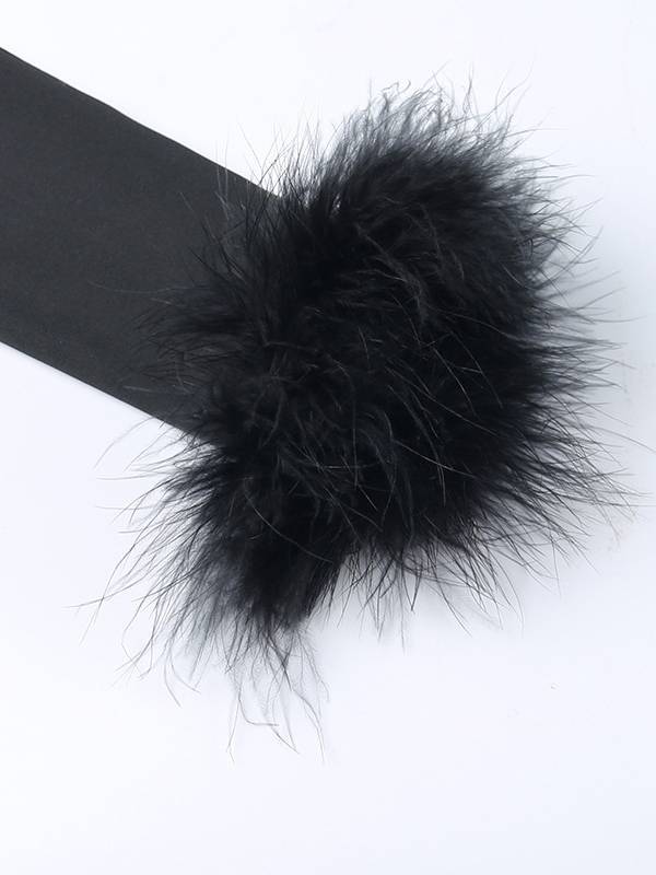 Furry Patchwork Off-shoulder T-shirt Bodysuit