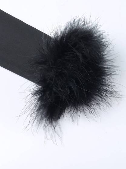 Furry Patchwork Off-shoulder T-shirt Bodysuit