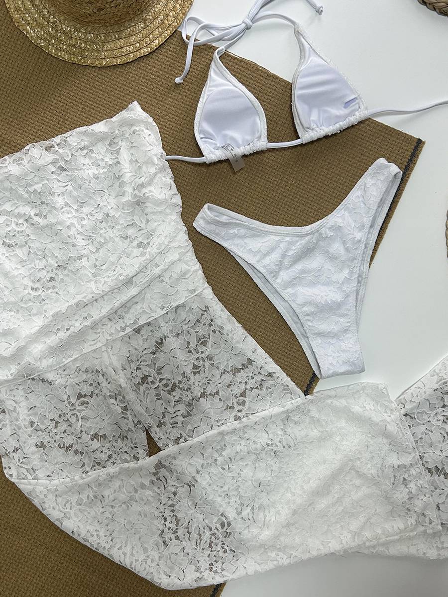 Lace Bikini Overskirt Three-piece Set