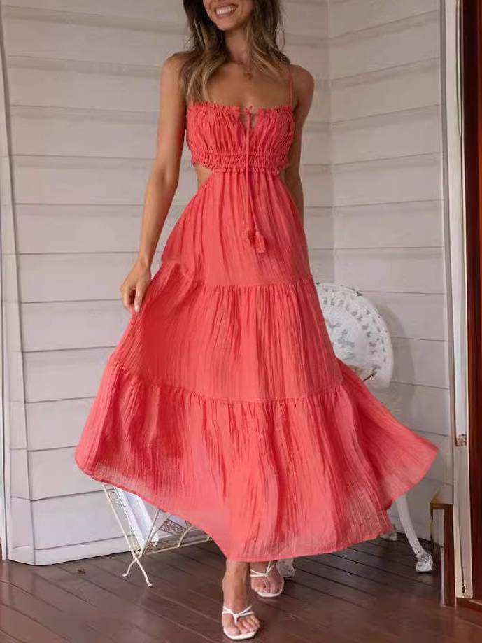 Sling Hollow Backless Large Pendulum Dress