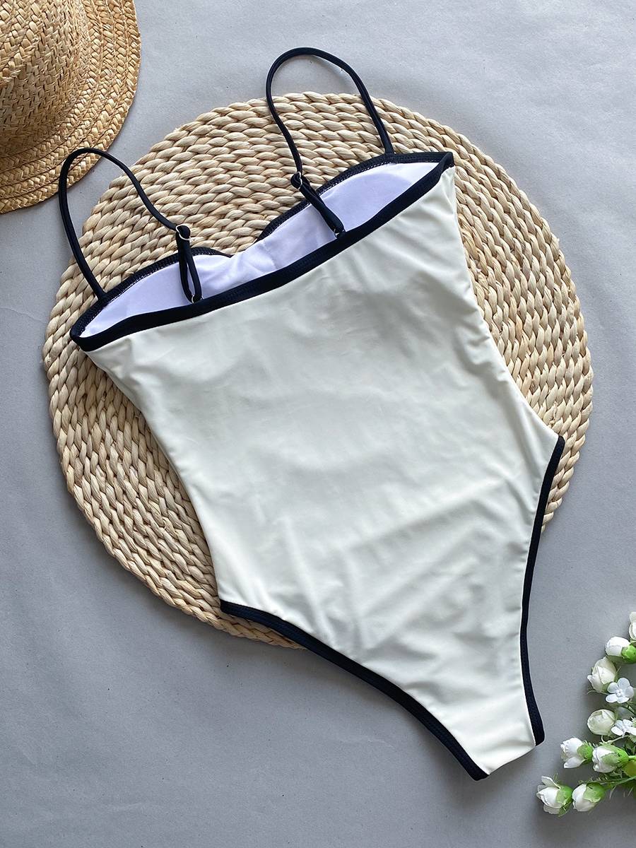 Contrast Color One-Piece Swimsuit