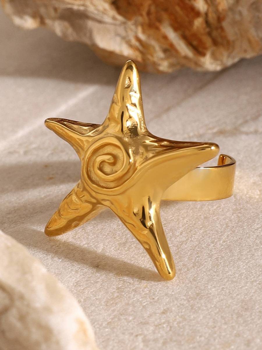Starfish Earrings Necklace Ring Suit