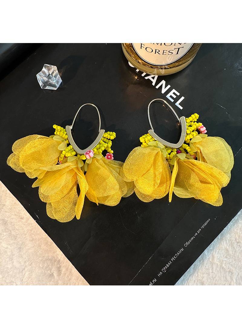 Colorful Tassel Petal Earrings
