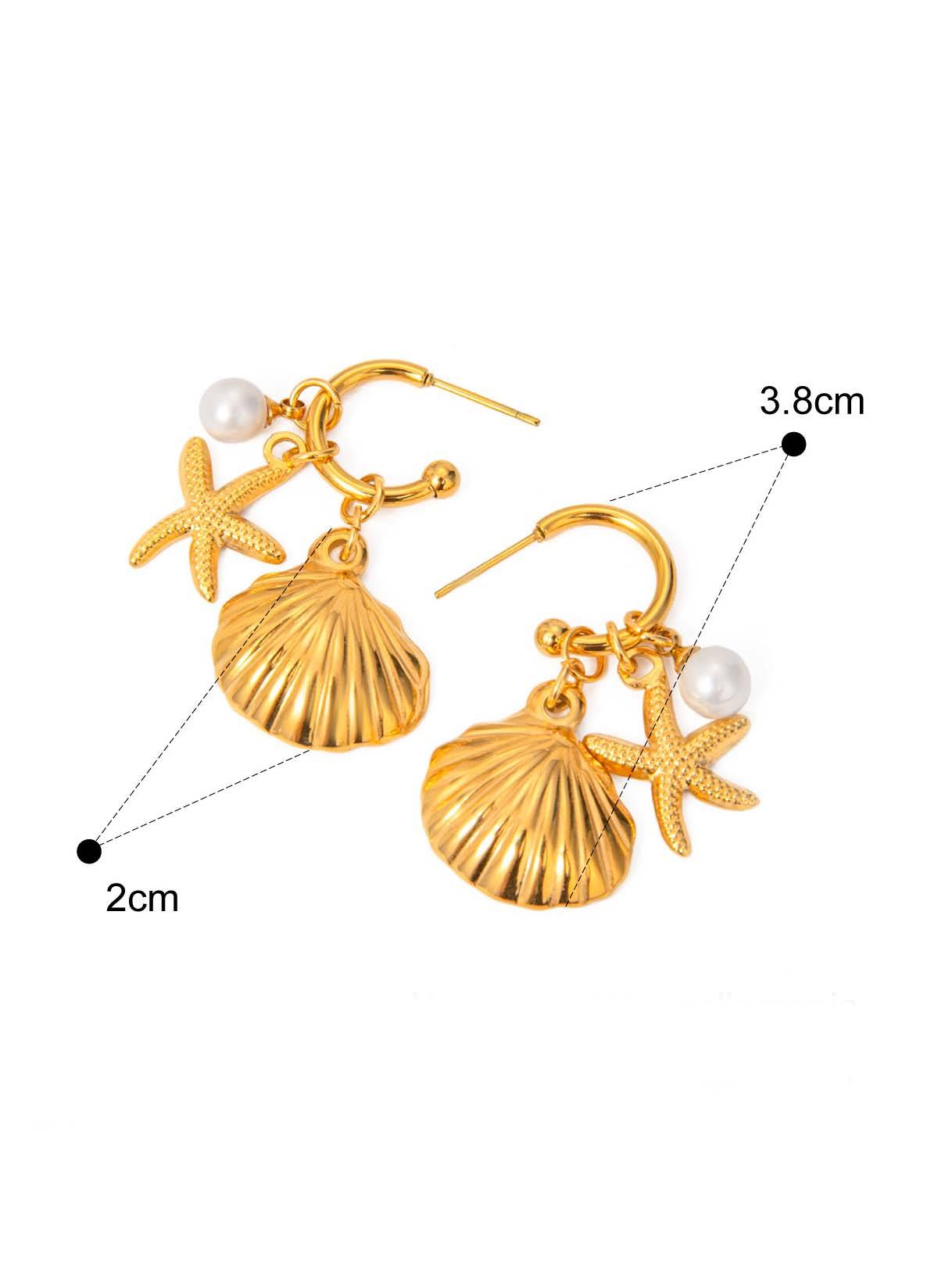 Shell Starfish Pearl Earrings And Necklace