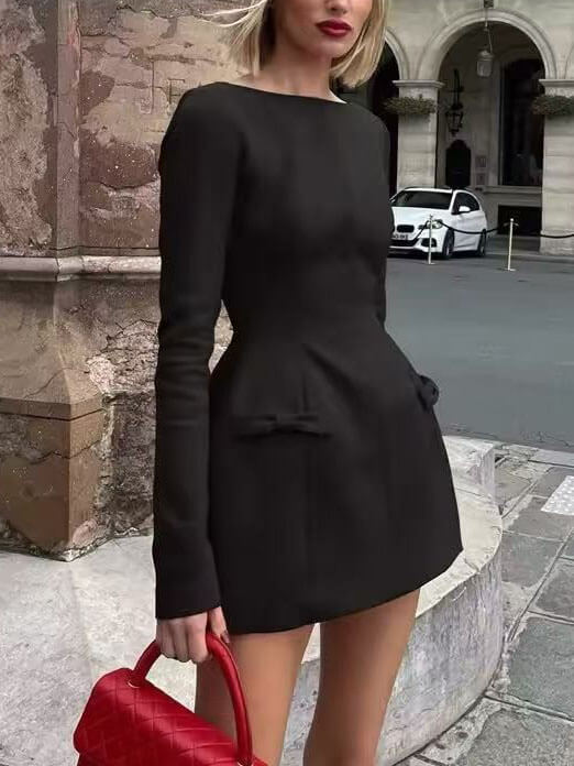 Elegant And Sophisticated Bow Mini Dress