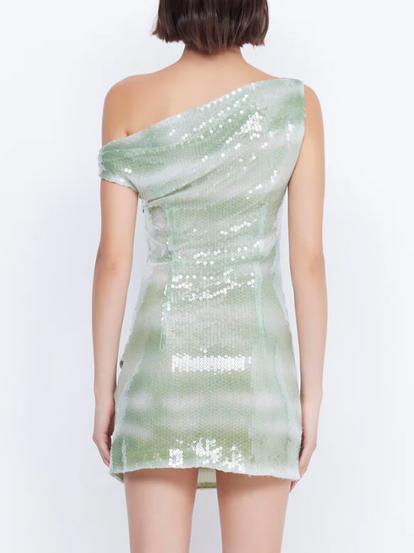 Elegant Off-shoulder Sequined Mini Dress