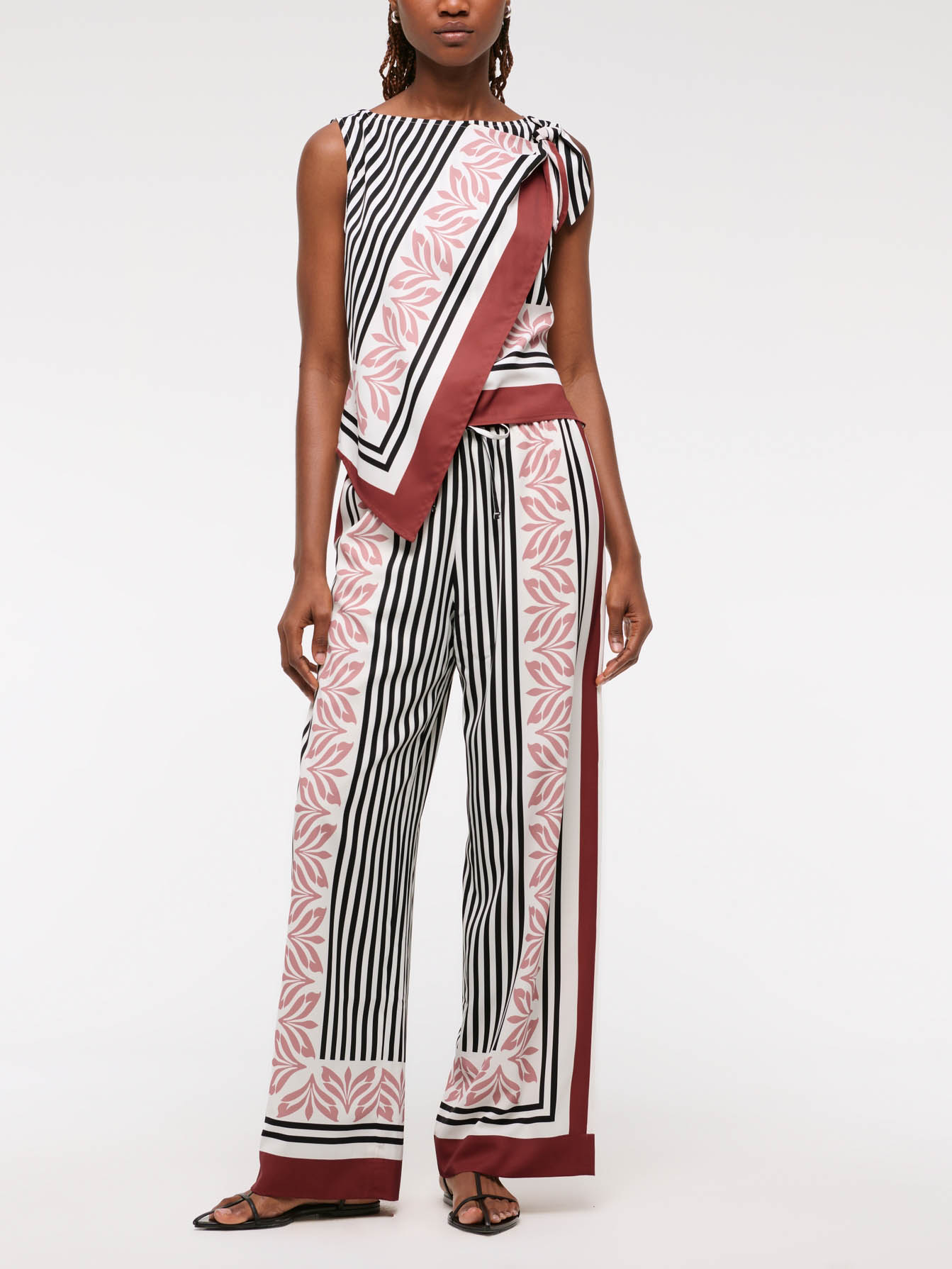 Unique Striped Floral Print Tank Top