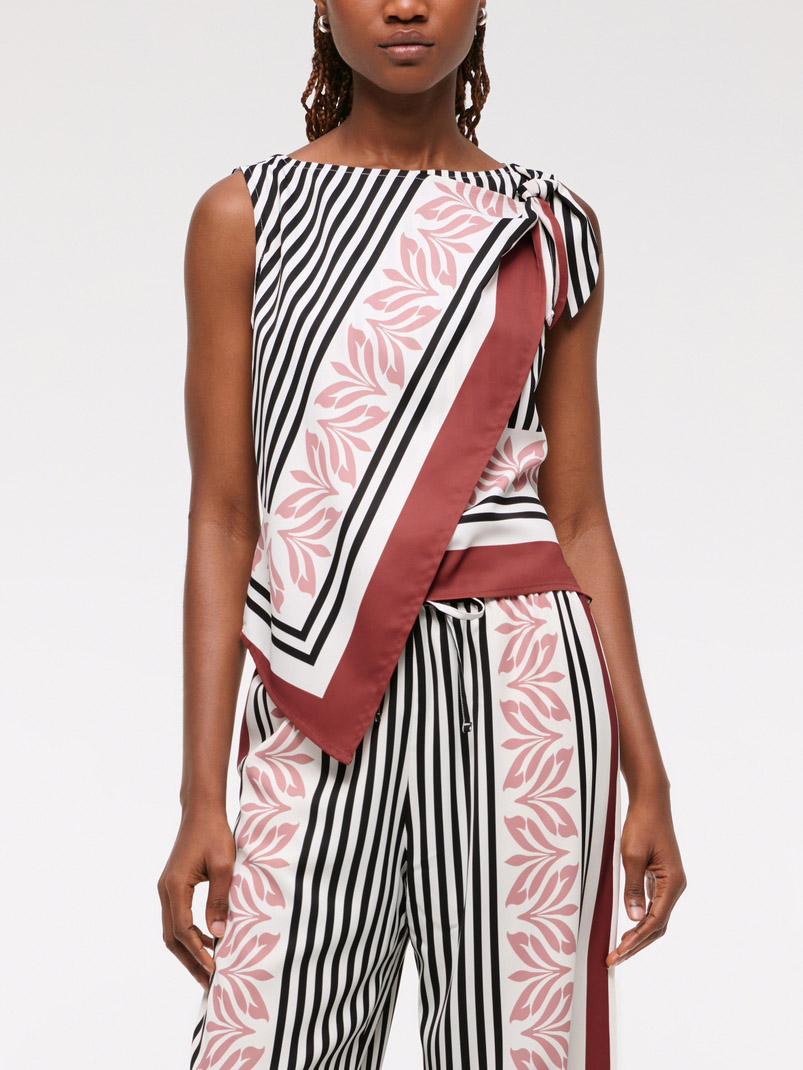 Unique Striped Floral Print Tank Top