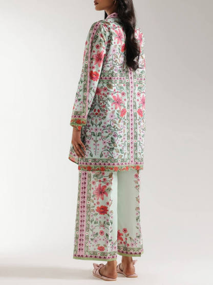 Unique Satin Symmetrical Floral Patchwork Wide-Leg Pants