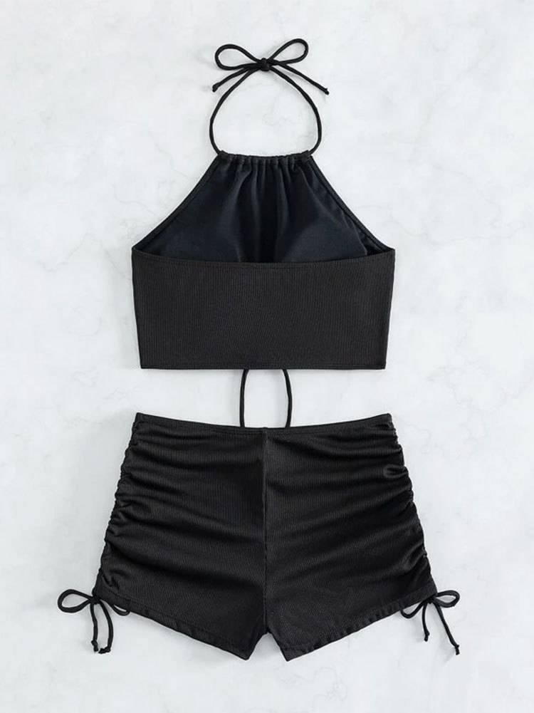 Suspenders Top Boxer Shorts Tankini Suit
