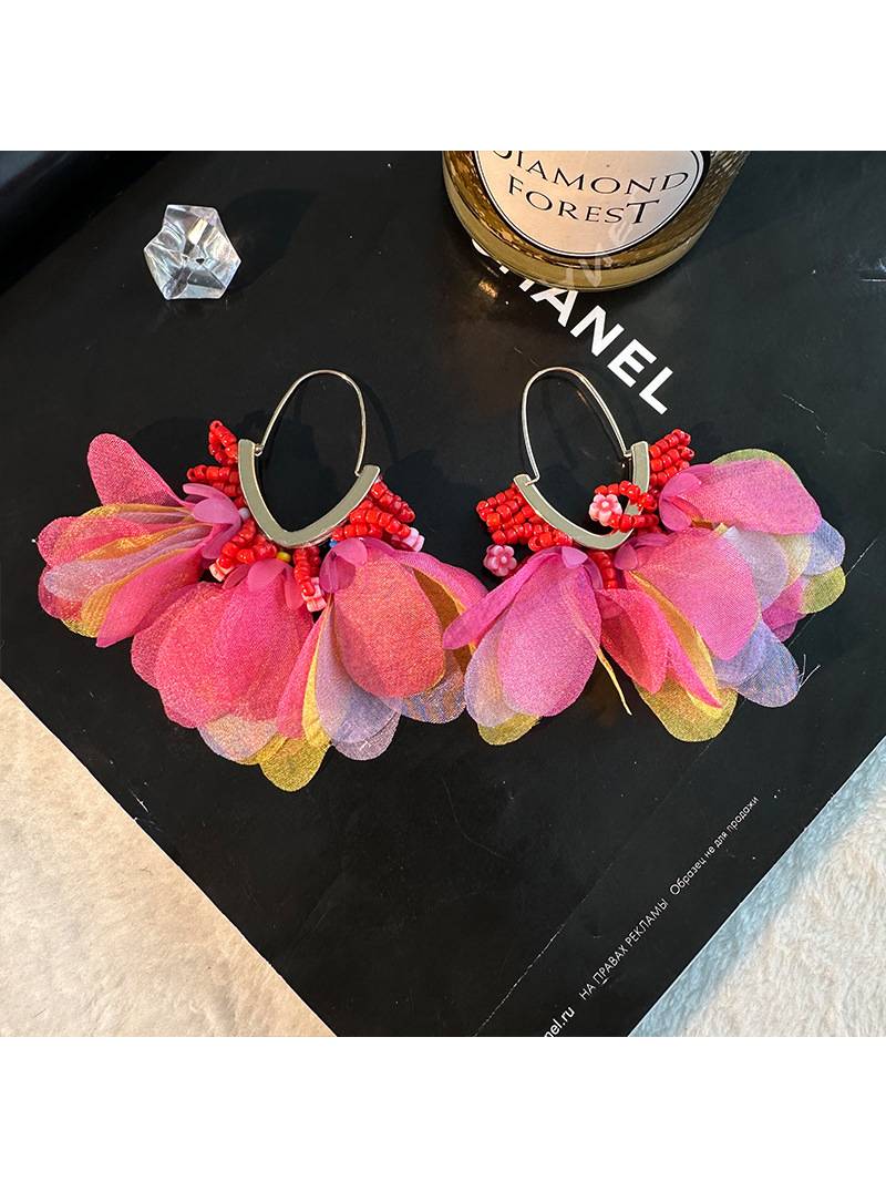 Colorful Tassel Petal Earrings
