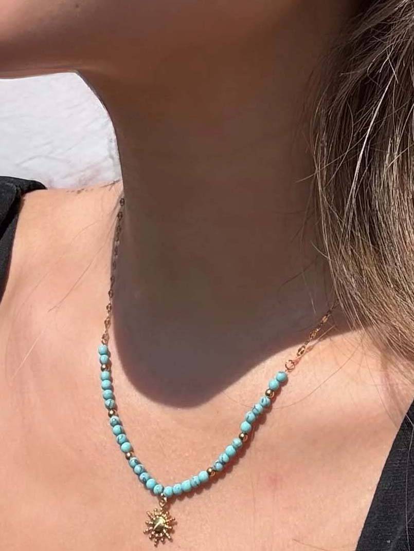 Turquoise Sun Pendant Necklace