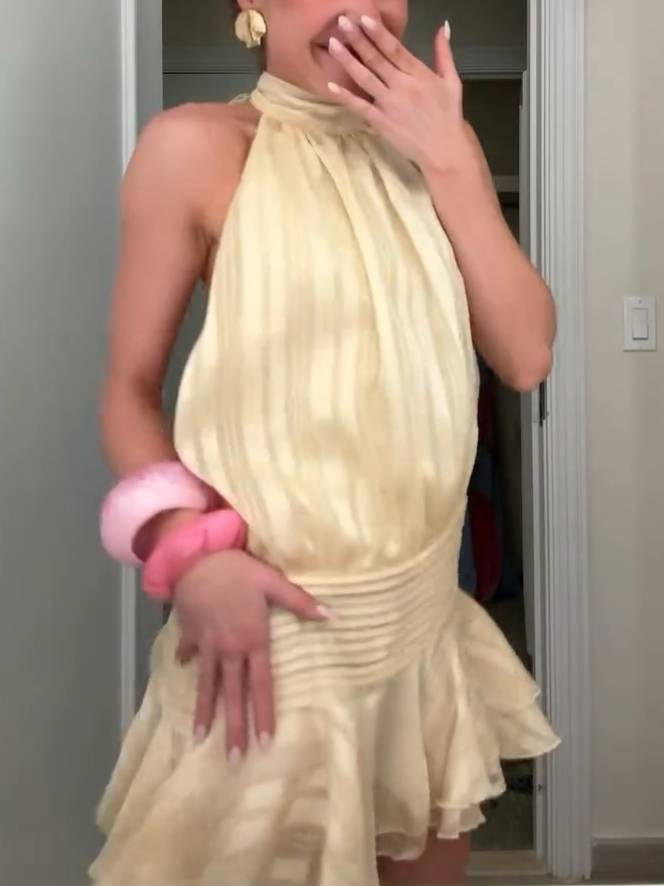 Halter Neck Ruffle Hem Mini Dress