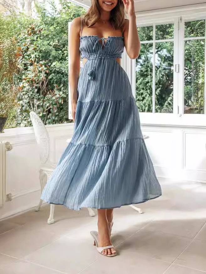 Sling Hollow Backless Large Pendulum Dress