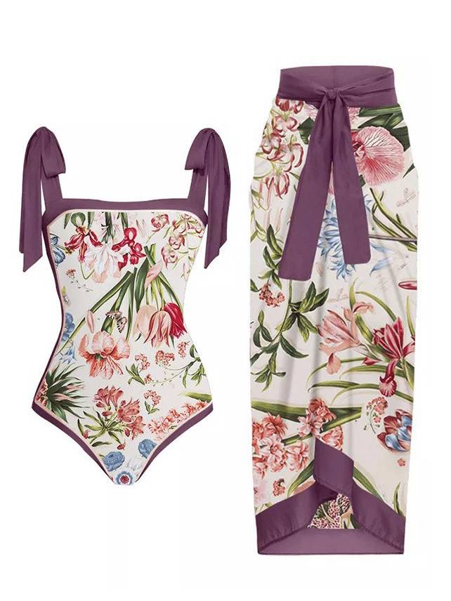 One Piece Swimsuit Chiffon Skirt Two-piece set