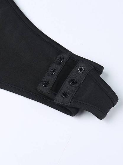 Furry Patchwork Off-shoulder T-shirt Bodysuit