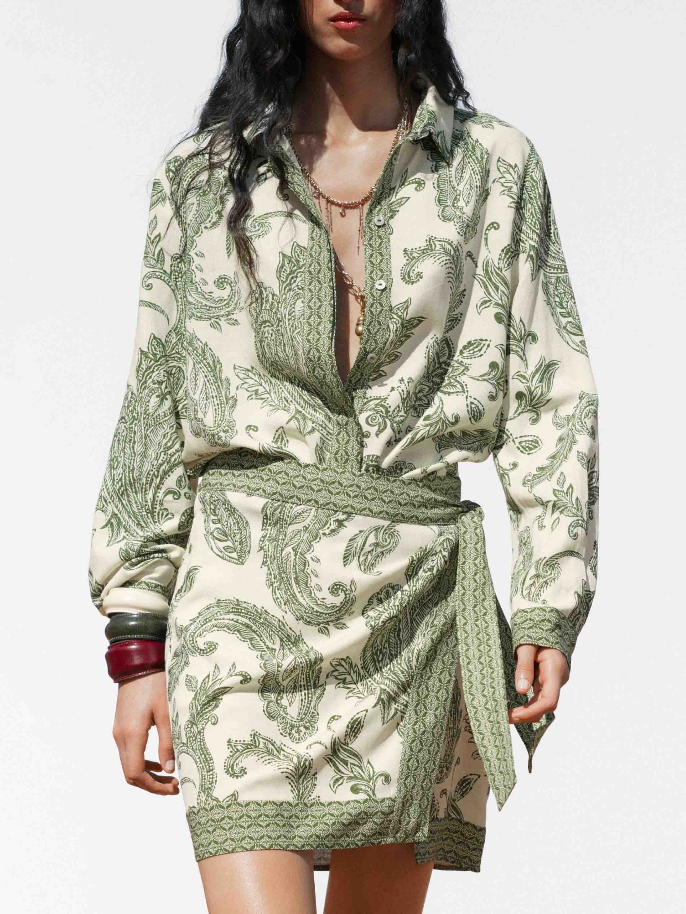 Retro Cashew Flower Print Long-sleeved Floral Shirt