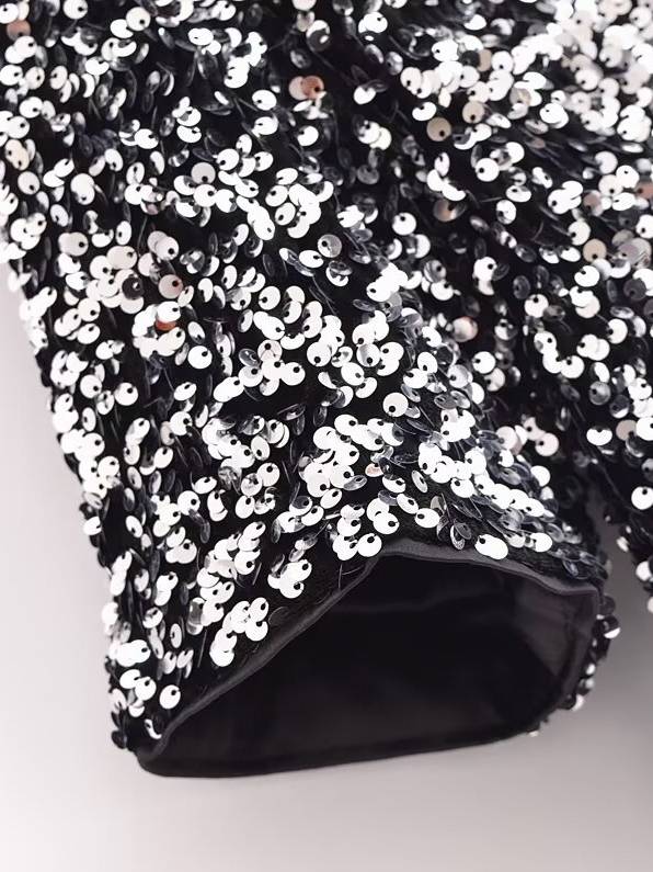 Sequined Bow Short-Sleeve Top