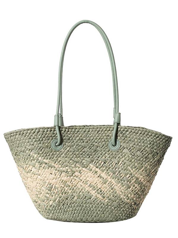 Gradient Colorful Hand-woven Beach Straw Bag