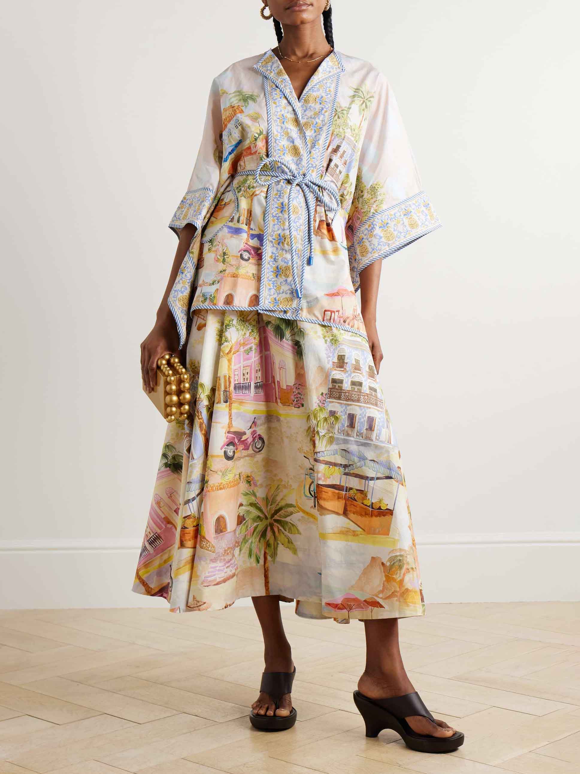 Unique City Illustration Printed Skirt