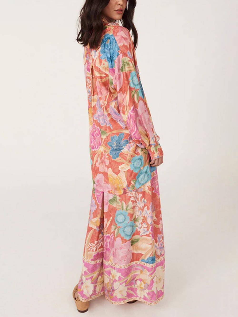 Satin Unique Casual Floral Print Elastic Waistband Pocket Wide Leg Pants