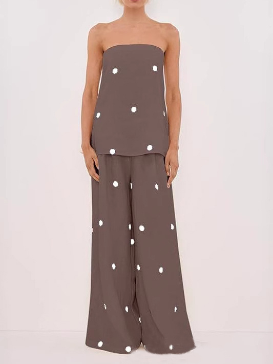 Casual Classic Polka Dot Print Loose Wide-leg Pants