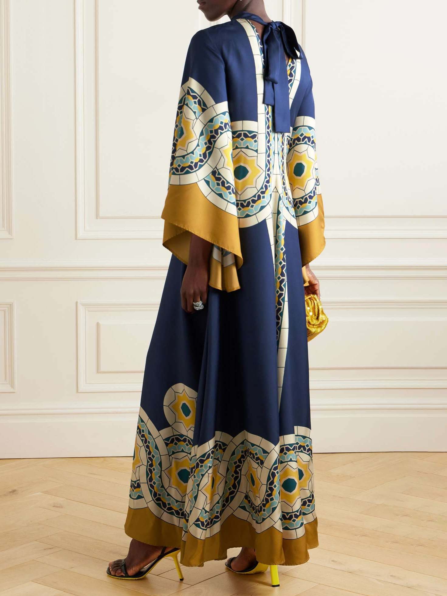 Elegant Vintage Art Print Maxi Dress