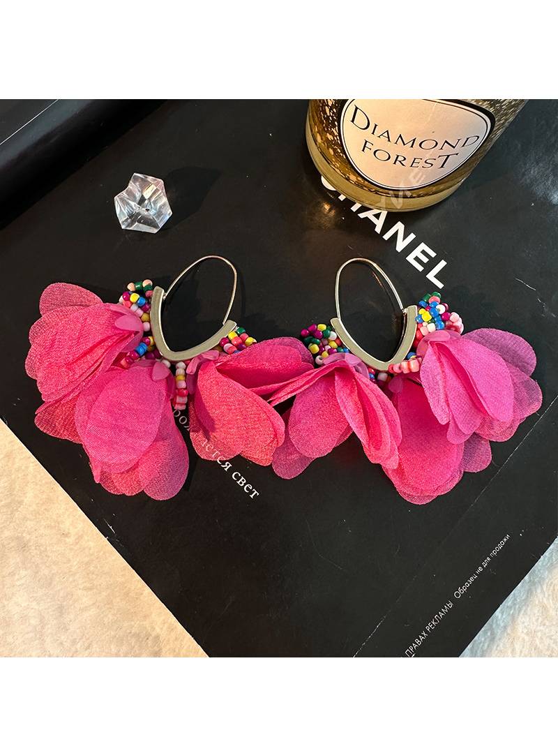 Colorful Tassel Petal Earrings