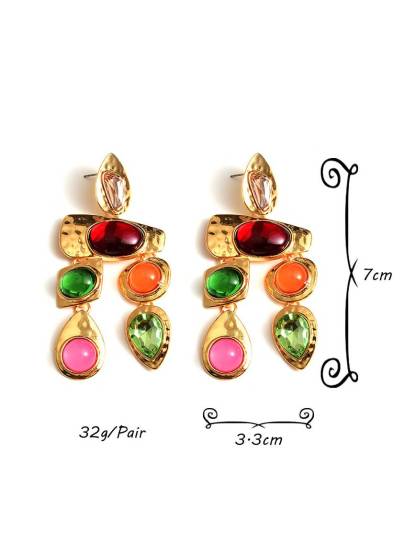 Water Drop Colored Rhinestone Earrings