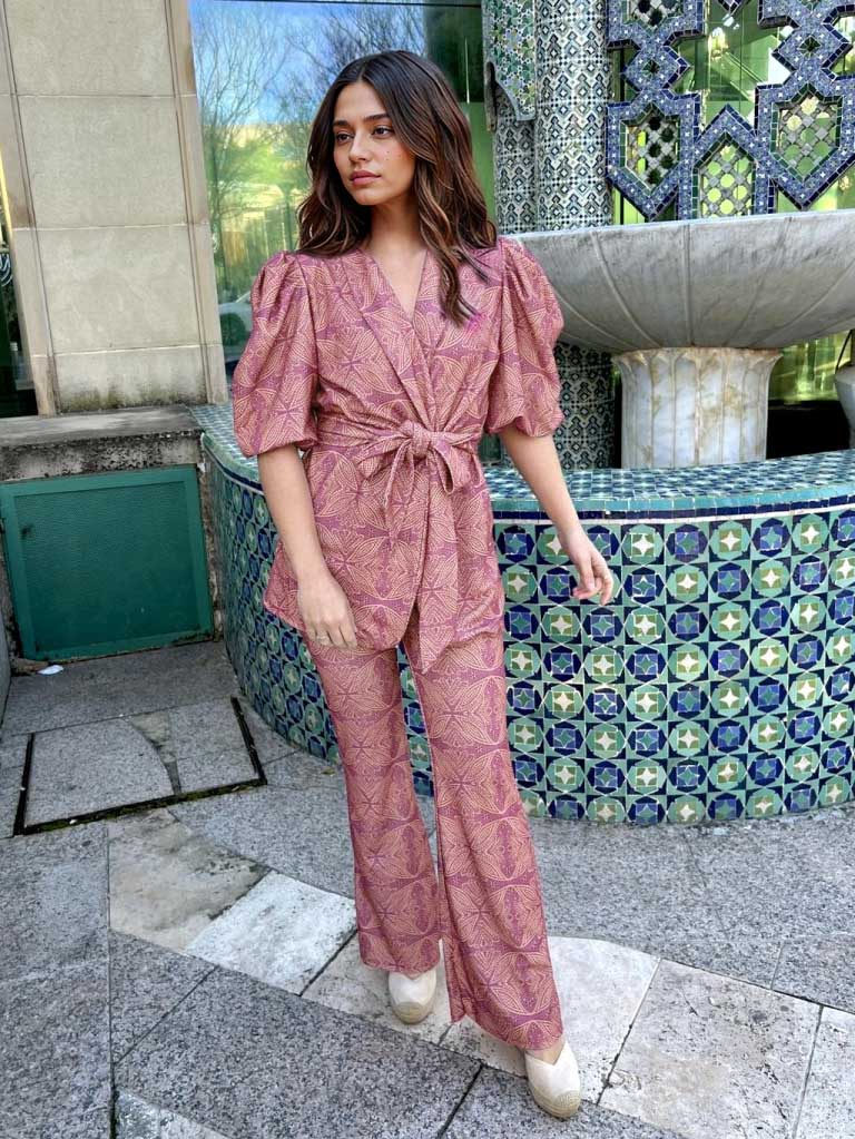 Casual Ethnic Style Printed Flared Pants