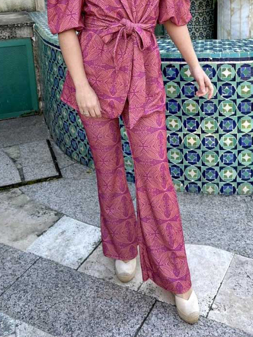 Casual Ethnic Style Printed Flared Pants