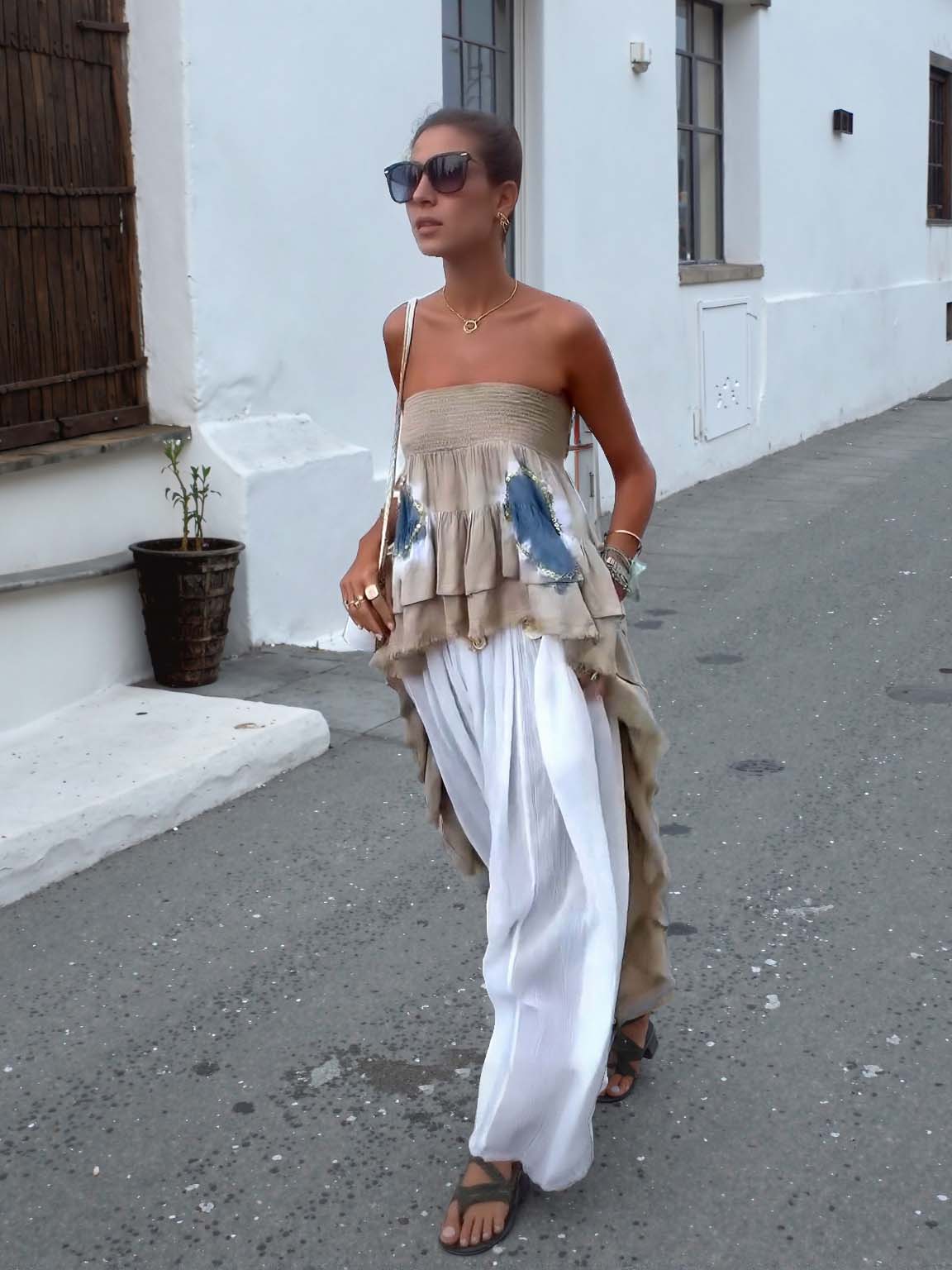 Bohemian Sheer Drawstring Harem Pants