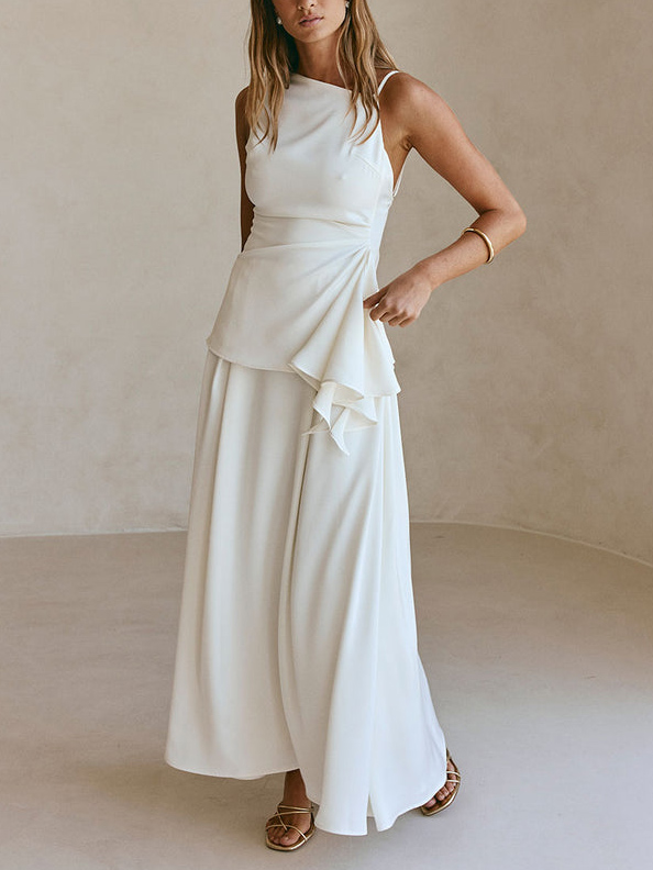 Fashion Asymmetric Neckline Camisole Two-piece Set