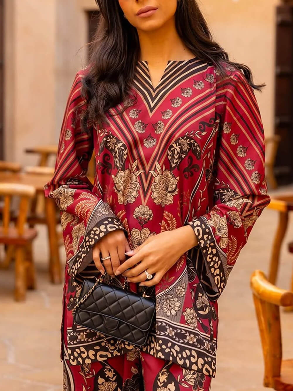 Unique Floral Print Patchwork Loose Oversized Shirt