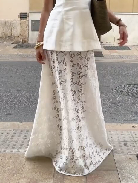 Elegant Floral Lace A-Line Maxi Skirt