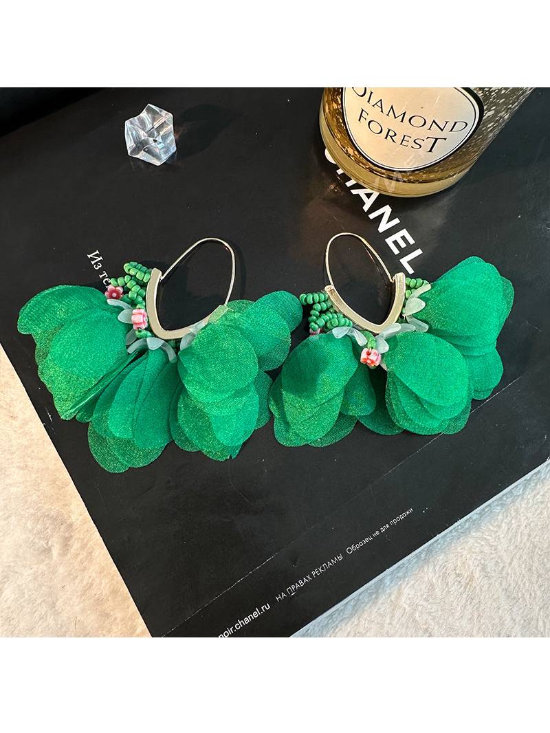 Colorful Tassel Petal Earrings