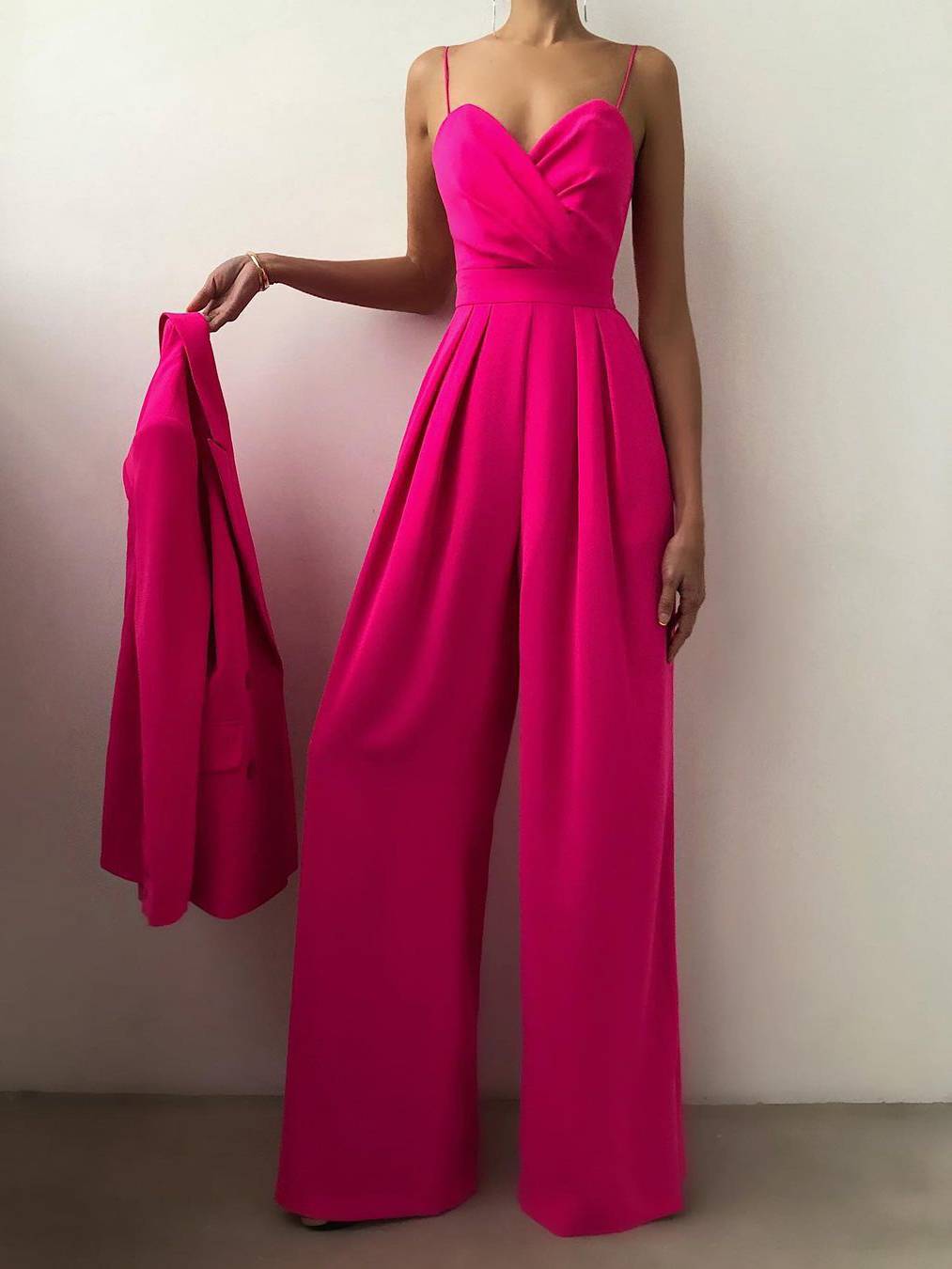 Suspender Tight Waist Straight Mopping Minimalist Jumpsuit