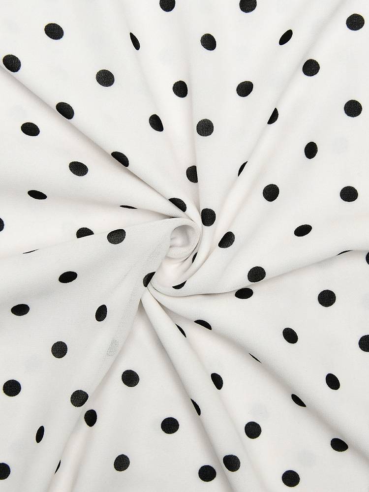 Polka Dot Suspender Irregular  Swing Collar Dress