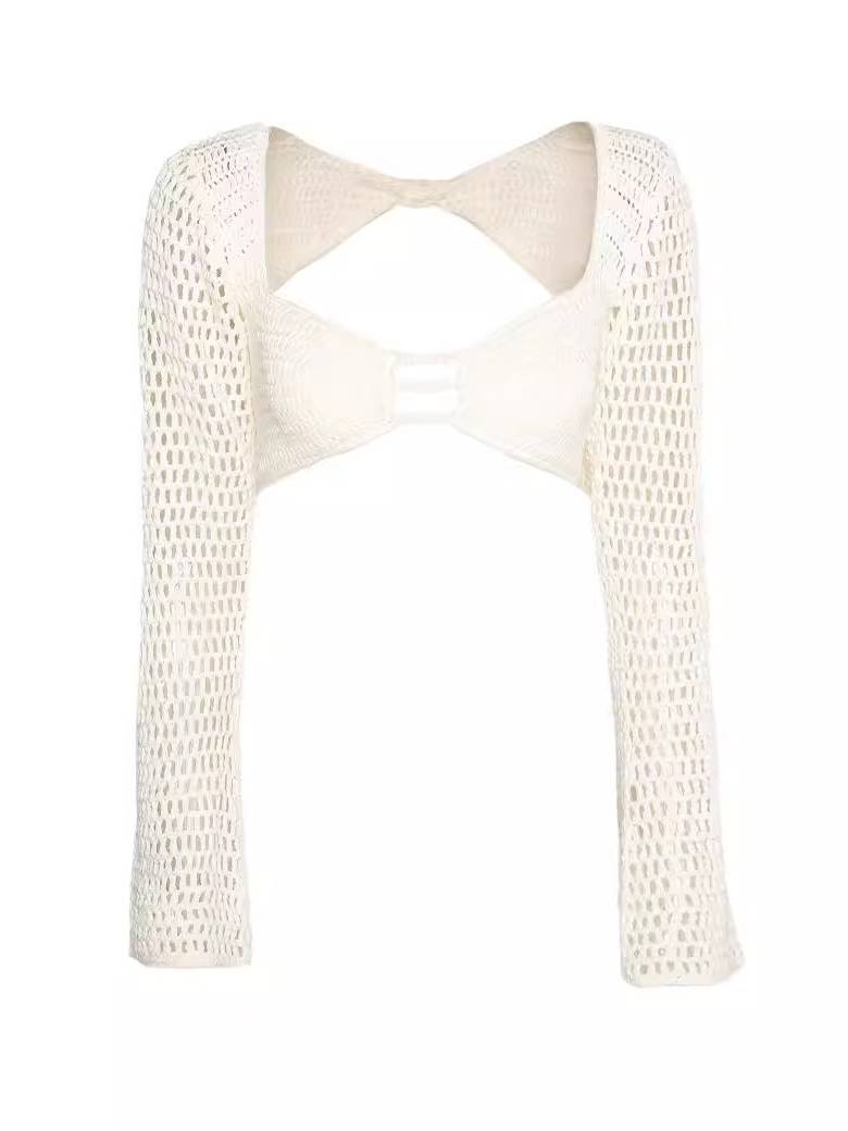 Knitted Long-sleeved Top Hip-hugging Long Skirt  Suit