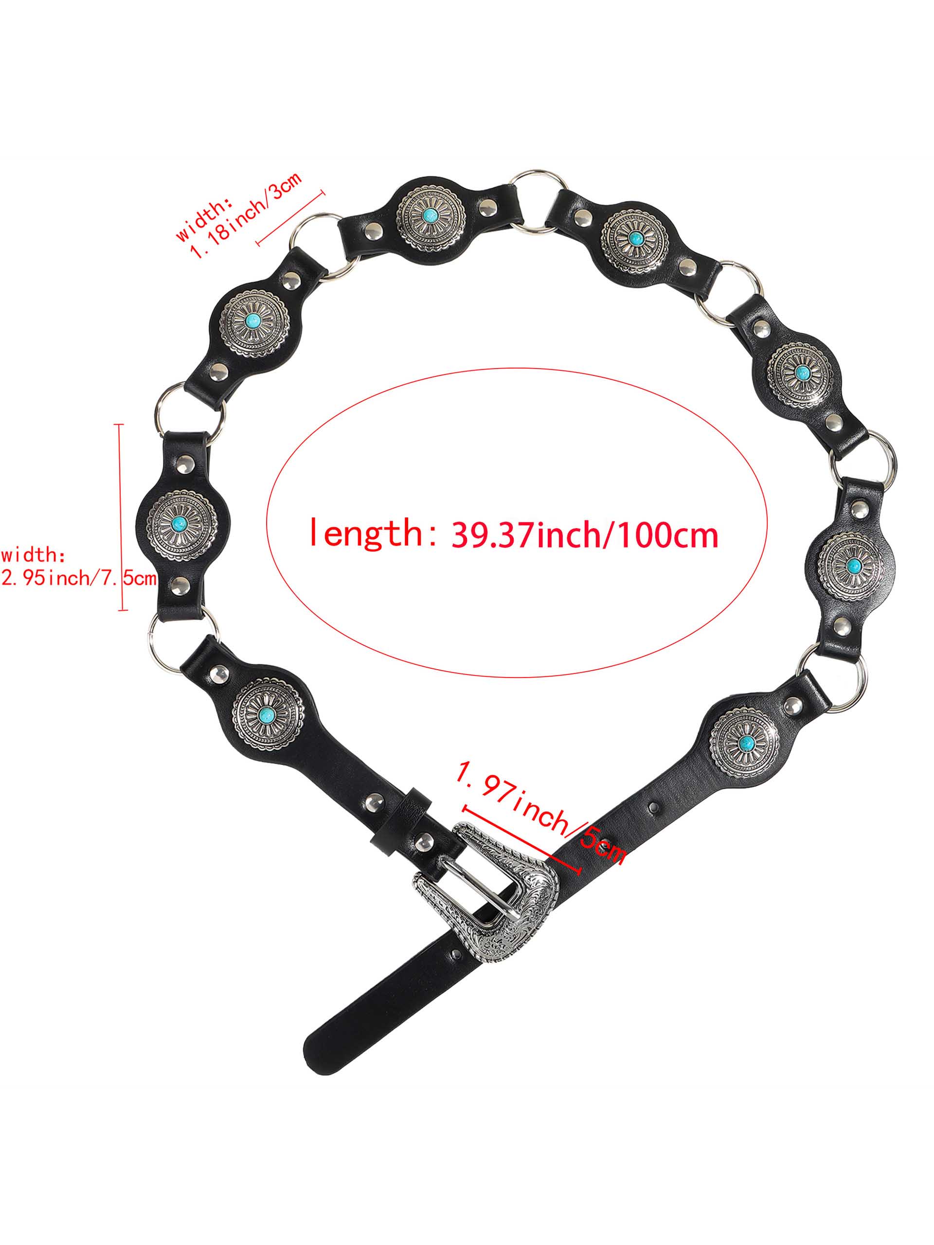 Vintage Turquoise Inlaid Belt