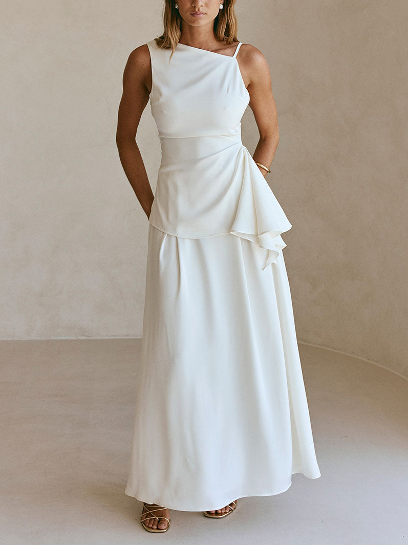 Fashion Asymmetric Neckline Camisole Two-piece Set