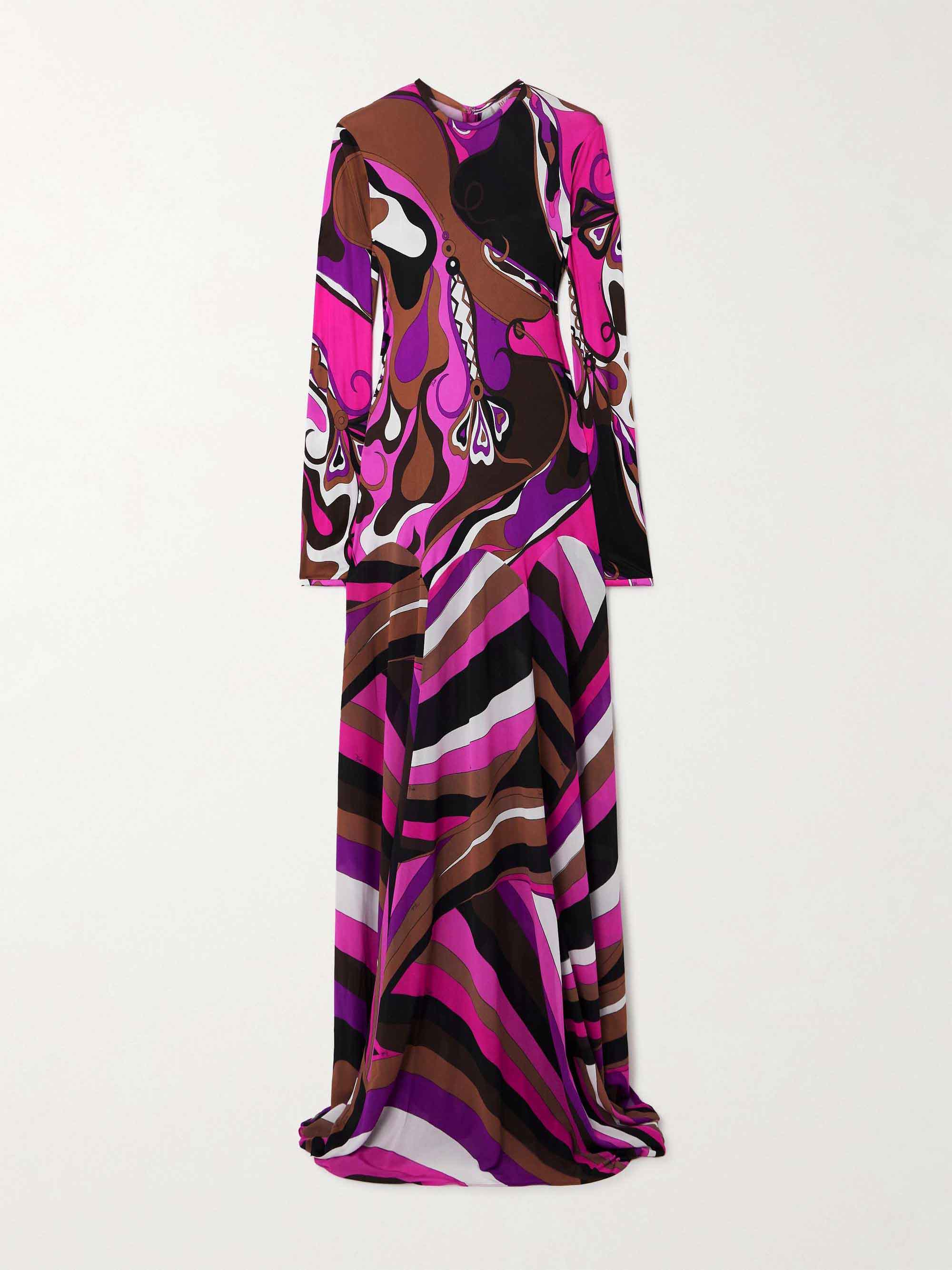 Delicate Abstract Orchid Floral Print Maxi Dress